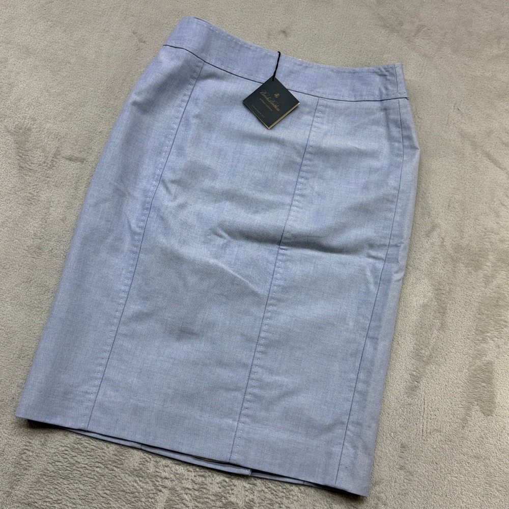 Brooks Brothers Pencil Skirt Women 0P Blue Supima Cotton Old Money Quiet Luxury